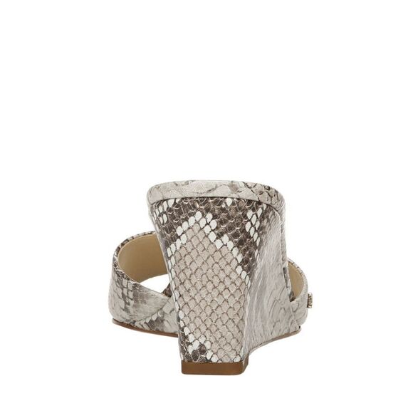 New! SAM EDELMAN Tesma Snakeprint Leather Wedge Slide Sandals Square Open-toe - Picture 5 of 11